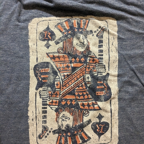 Lucky Brand Blue Good Luck and Good Fortune Joker Card Shirt, Size L - Picture 3 of 11